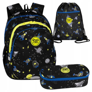 CoolPack viackomorový školský batoh, čierny, 21 l + 2 ďalšie produkty